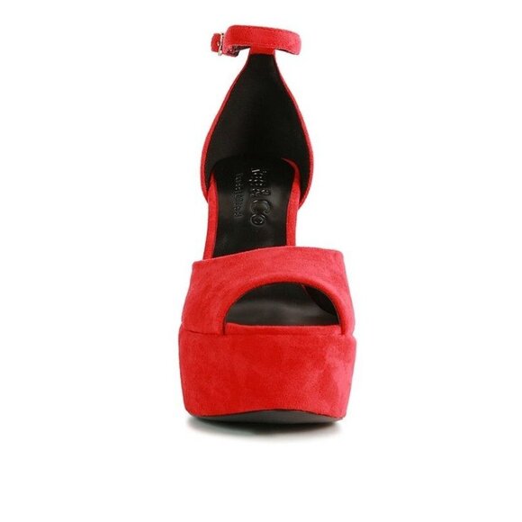 BEATY Studded Suede High Block Heeled Sandals - Black - Picture 5 of 8